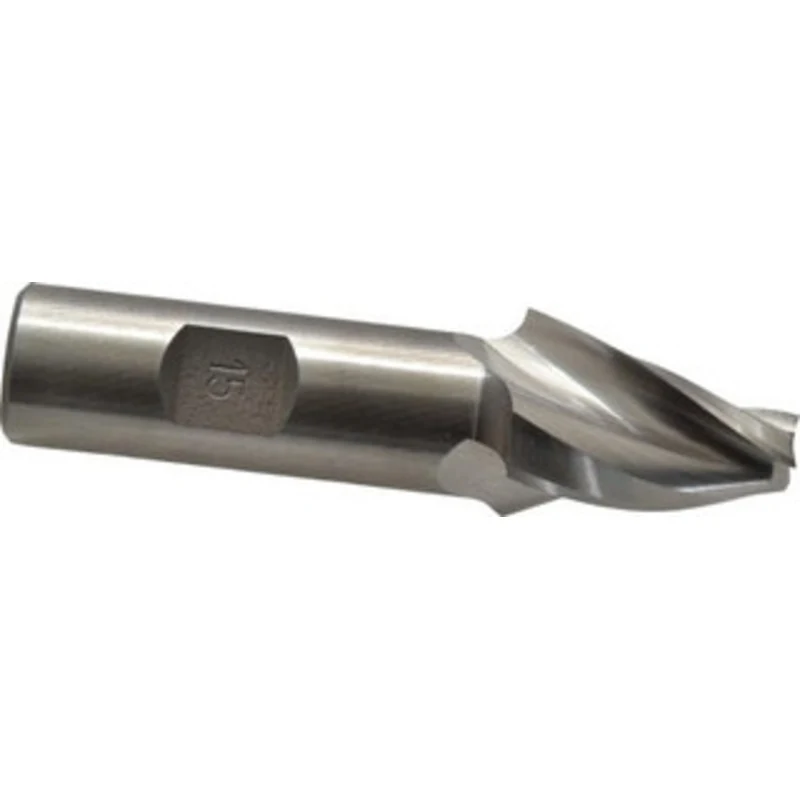 Made in USA 15 per Side 3/8 Small End Diam 1-1/4 LOC 3-Flute High Speed Steel Tapered Square End Mill Uncoated, 3/4 S...